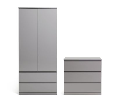 An Image of Habitat Jenson 2 Piece 2 Door Wardrobe Set- Grey