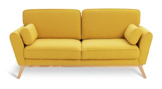 An Image of Habitat Scion Lohko Fabric 3 Seater Sofa - Yellow