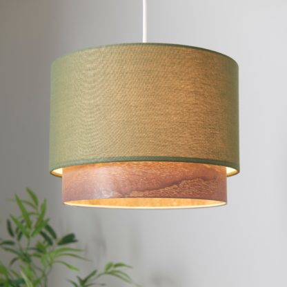 An Image of Trisha Linen & Wood Easy Fit Lamp Shade - Natural - 30cm