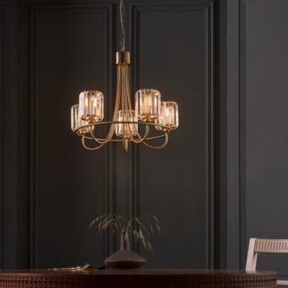 An Image of Vogue Laney Traditional 5 Light Chandelier Gold