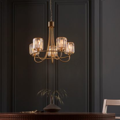 An Image of Vogue Laney Traditional 5 Light Chandelier Gold