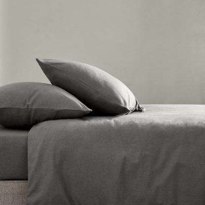 An Image of Simply Brushed Cotton 28cm Fitted Sheet Silver