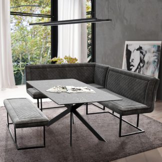 An Image of Indus Valley Apollo 6 Seater Dining Table Corner Bench Set Black