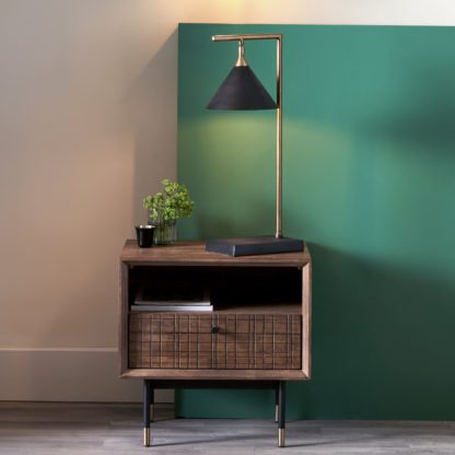 An Image of Zeta Matt Black and Antique Brass Table Lamp Black