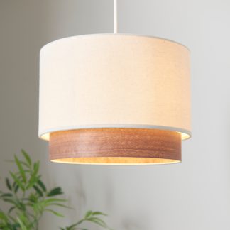 An Image of Trisha Linen & Wood Easy Fit Lamp Shade - Natural - 30cm