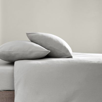 An Image of Simply Brushed Cotton 28cm Fitted Sheet Silver
