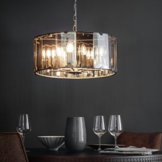 An Image of Shore Light Kirrie Glass 8 Light Pendant Light - Smoke Grey