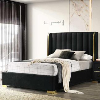 An Image of Phoenix Bed Frame, Velvet Black