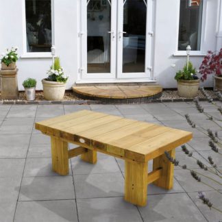 An Image of Forest Low Level Wooden Sleeper Table - Natural - 1.2m