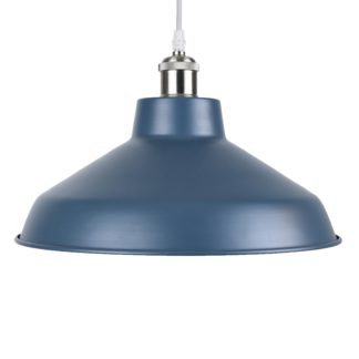 An Image of Retro Metal Easy Fit Pendant Light Shade - Navy Blue