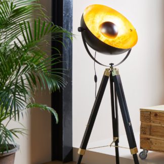 An Image of EGLO Covaleda Tripod Floor Lamp - Black & Gold