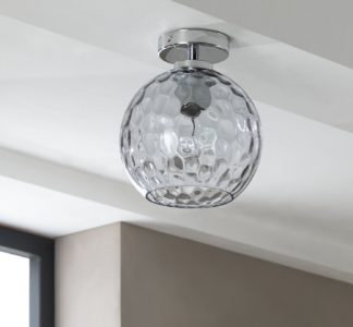 An Image of Habitat Luxe Glass Flush To Ceiling Light - Chrome