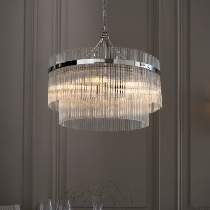 An Image of Vogue Langdon 5 Light Chandelier Nickel