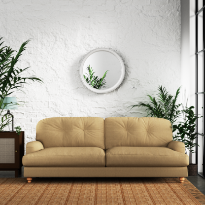 An Image of Martha Slub Faux Linen 4 Seater Sofa Slub Faux Linen Natural