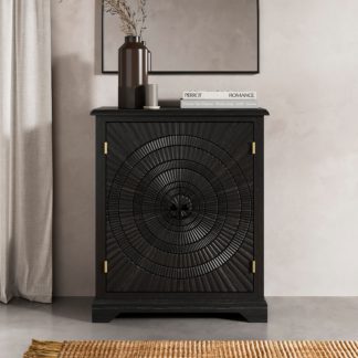 An Image of Amina 2 Door Tall Sideboard, Black Black