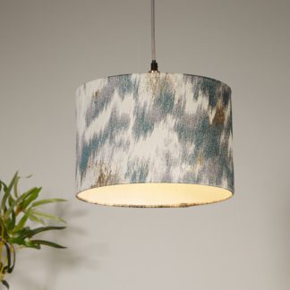 An Image of Abstract 30cm Drum Lamp Shade - Blue