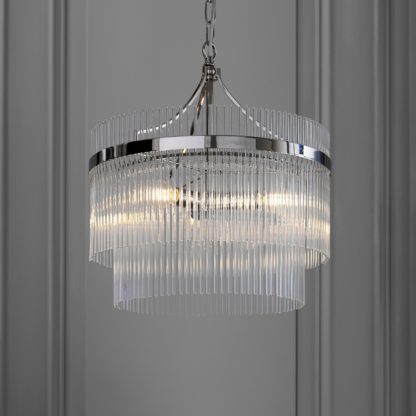 An Image of Vogue Langdon 3 Light Chandelier Nickel