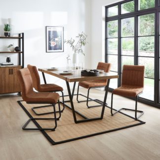 An Image of Felix Set of 2 Dining Chairs, Faux Leather Tan