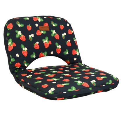 An Image of Strawberries & Cream 5 Position Fold Flat Picnic Chair with Carry Handle Pink