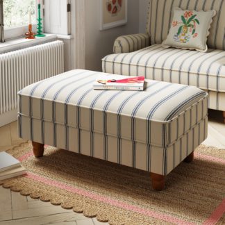 An Image of Beatrice Folkstone Stripe Blue Large Footstool Folkstone Stripe Blue