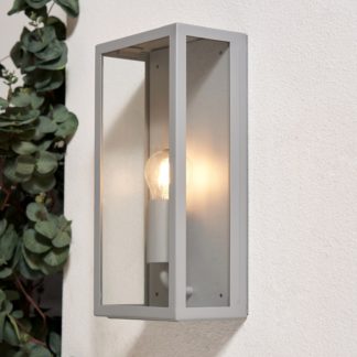An Image of Outdoor Box Lantern Wall Light - Silver