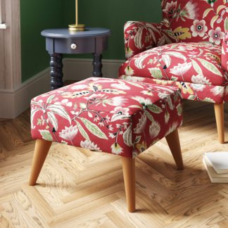 An Image of Marlow Footstool Joy Floral Print red