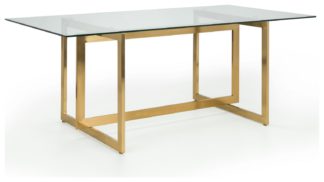 An Image of Julian Bowen Minori Glass 6 Seater Dining Table - Gold