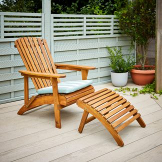 An Image of Wooden Adirondack Chair with Footstool Natural