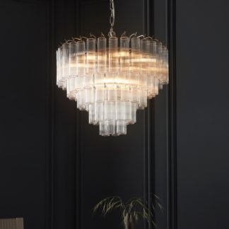 An Image of Vogue Chantilly Ribbed 12 Light Chandelier Silver