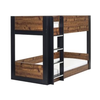 An Image of Solomon - Single - Bunk Bed - Rustic and Black - Wooden - 3ft - Happy Beds