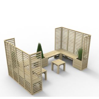 An Image of Forest Trellis and Bench Modular Seating Arrangement - Option 5