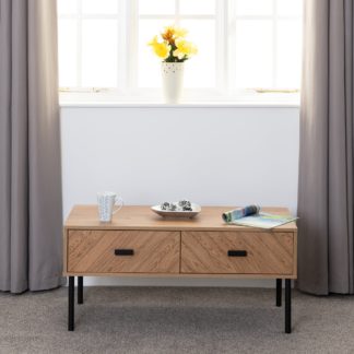 An Image of Leon 2 Drawer Coffee Table, Oak Effect Brown