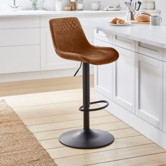 An Image of Walden Height Adjustable Bar Stool, Faux Leather Tan