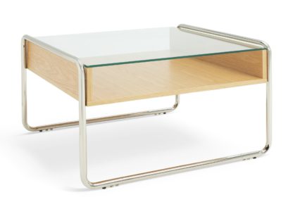 09e6e9a4fdcc38dcdb27c93d8144fda7ffb8267d2e03b2b1a2b6142bd6e85223.jpg An Image of Habitat 60 Acciaio Oak and Glass Coffee Table
