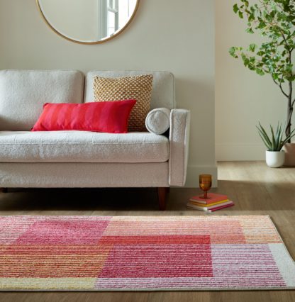 1734e50186c4cdb9772f26b9bae46f8cec269a223a2c304a4b2a2105484e60e5.jpg An Image of Illusion Abstract Stripe Rug MultiColoured