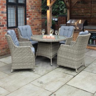 An Image of Wentworth 4 Seater Round Highback Comfort Dining Set Natural