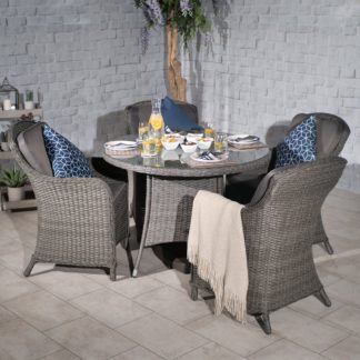 An Image of Paris 4 Seater Round Dining Set with 4 Imperial Chairs Grey
