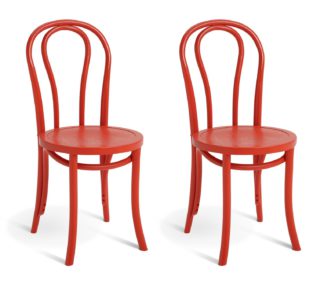 An Image of Habitat 60 Larsa Pair of Solid Wood Dining Chairs - Red