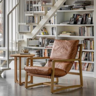 An Image of Davis Lounge Chair, Leather Brown