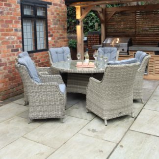 An Image of Wentworth 6 Seater Round Highback Comfort Dining Set Natural