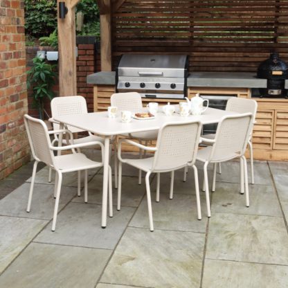 797dfadc39fd6486a6c8e5e511038a0d679e50f82d56fb7fb9d33bdfb0faced3.jpg An Image of Porto 6 Seater Round Dining Set with Stacking Chairs Olive