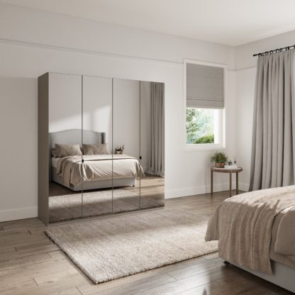 811d68515672c0378b11a2603ab3bbc0efe38f08e7f7db6a97d97114b277f77a.jpg An Image of Wiemann Kahla 4 Door Mirrored Wardrobe Dark Grey