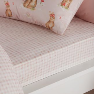 An Image of Woodlands Single Fitted Sheet Pink