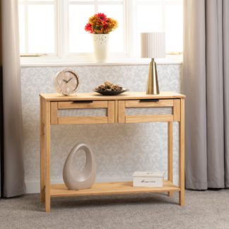 An Image of Corona Rattan 2 Drawer Console Table Brown