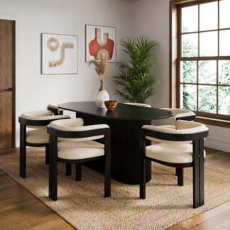 An Image of Amari 6 Seater Oval Dining Table, Wood Black