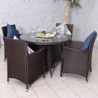 An Image of Nevada Round 4 Seater Dining Set Brown