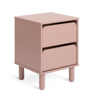 An Image of Habitat 60 Alba 2 Drawer Bedside Table - Dusky Pink