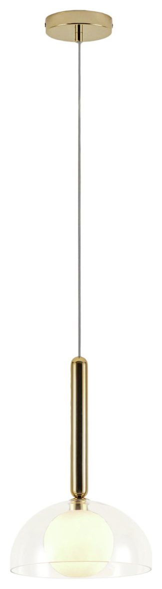 An Image of houseof Domed Metal & Glass Pendant Light - Brass & Clear