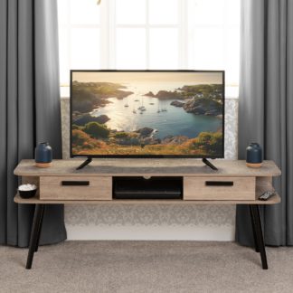An Image of Saxton 2 Drawer TV Stand for TVs up to 70 Mid Oak (Brown)