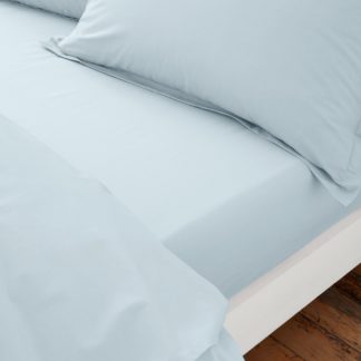 An Image of Organic Cotton Fitted Sheet Sky (Blue)
